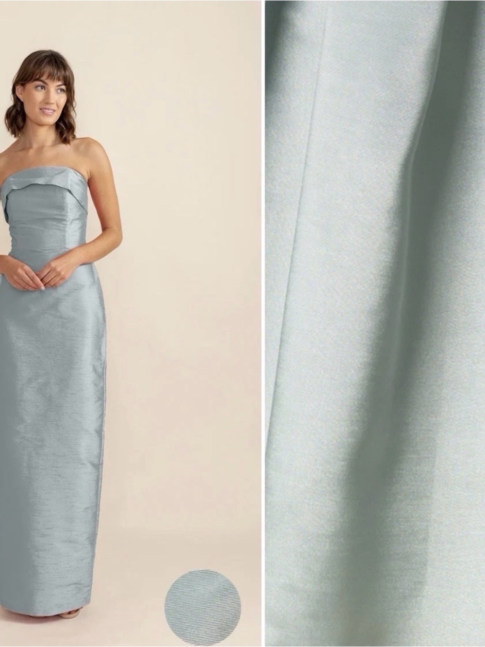 Lula Kate Eva Strapless Satin Column Dress in French Blue Bengaline